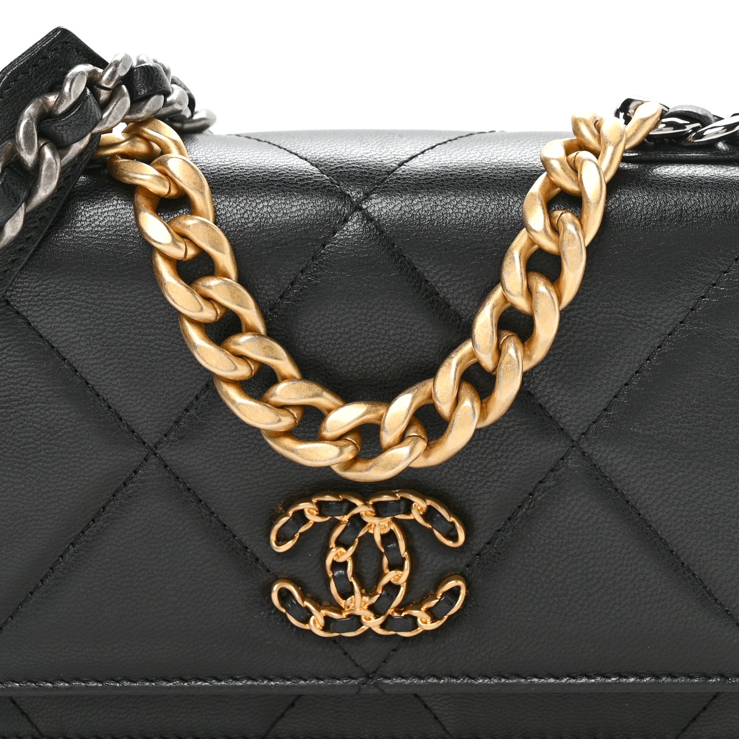 Chanel Lambskin Quilted Chanel 19 Wallet On Chain WOC Black 16 of 23