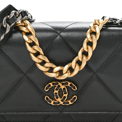 Chanel Lambskin Quilted Chanel 19 Wallet On Chain WOC Black 16 of 23