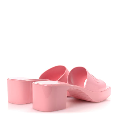 Gucci Rubber Gucci Logo Womens Platform 20/60mm Slide Sandals 38 Wild Rose 5 of 12