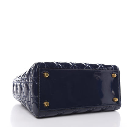 Christian Dior Patent Cannage Medium Lady Dior Navy Blue 4 of 12