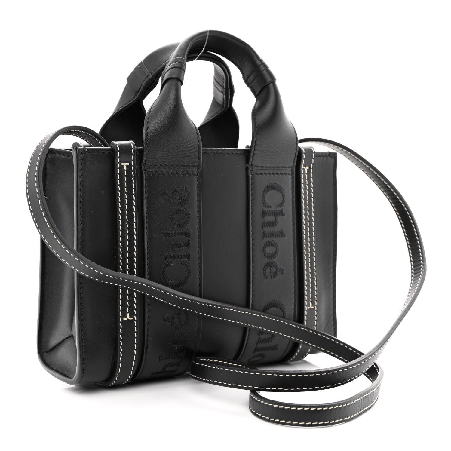 Chloe Calfskin Mini Woody Tote Black 3 of 10
