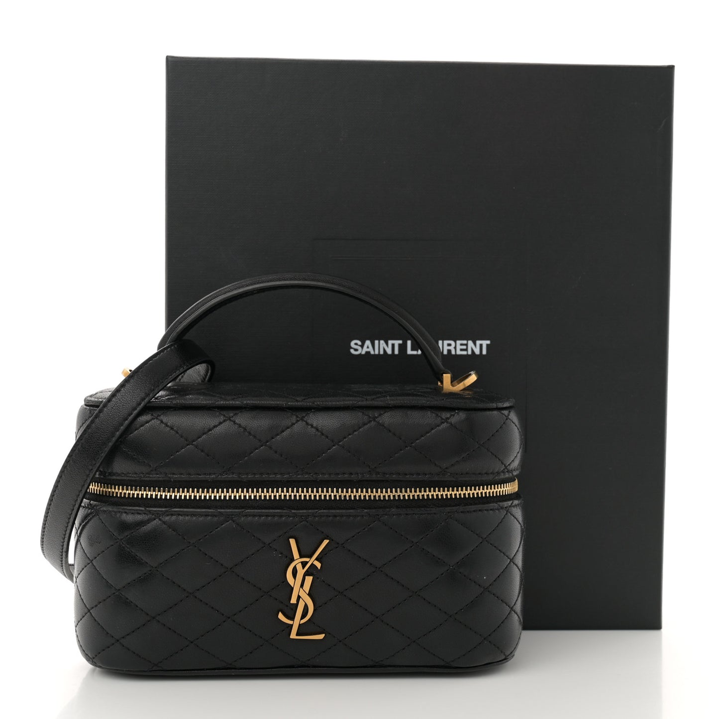 Lambskin Quilted Mini Gaby Vanity Case Black