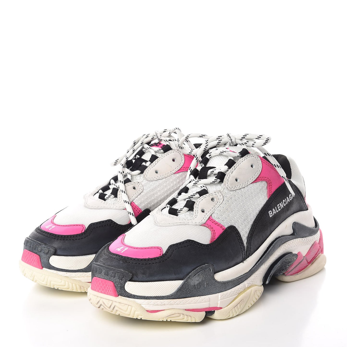 Fabric Mesh Womens Triple S Sneakers 41 Rose Fluo Black White