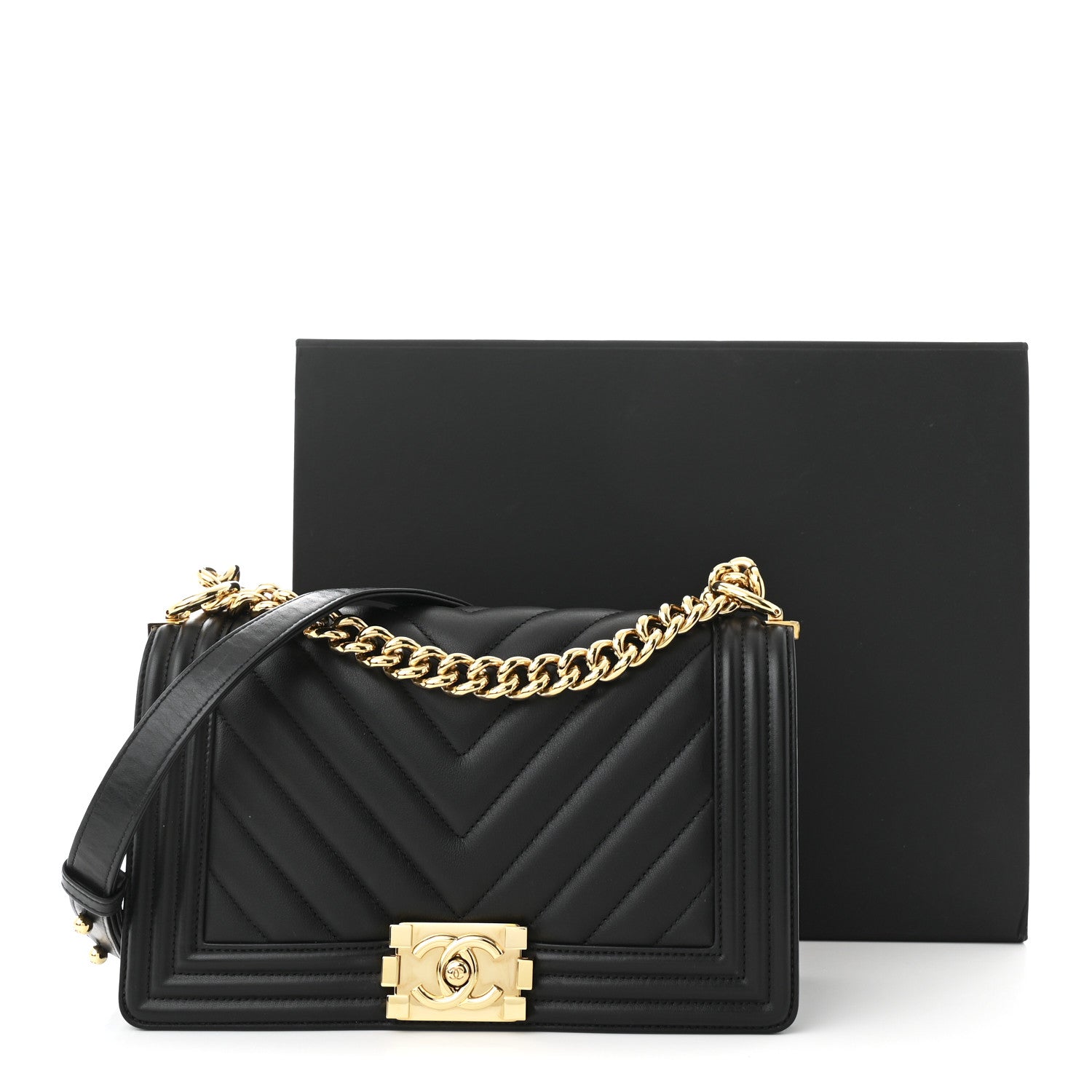 Chanel Lambskin Chevron Quilted Medium Boy Flap Black 11 of 11