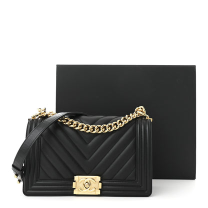 Chanel Lambskin Chevron Quilted Medium Boy Flap Black 11 of 11