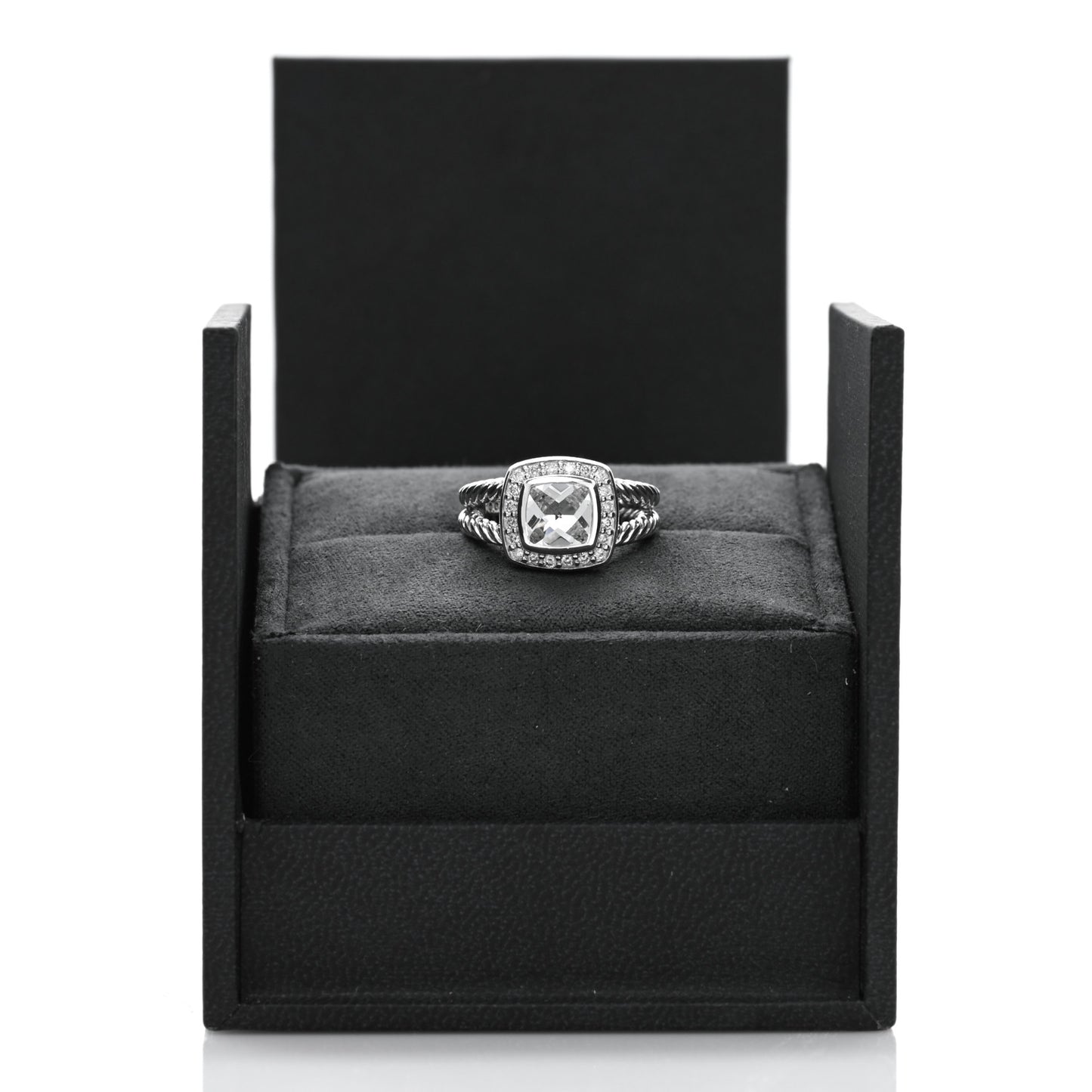 Sterling Silver Diamond White Topaz 7mm Petite Albion Ring 48 4.5