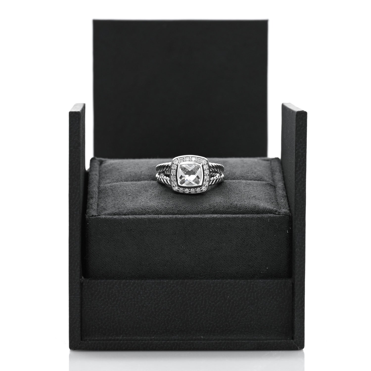 David Yurman Sterling Silver Diamond White Topaz 7mm Petite Albion Ring 48 4.5 5 of 5