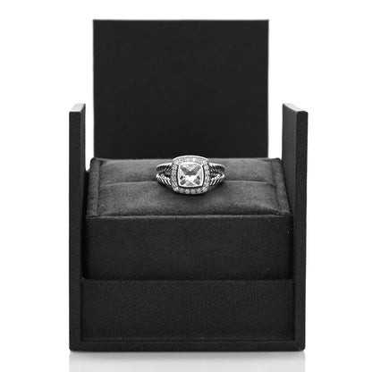 David Yurman Sterling Silver Diamond White Topaz 7mm Petite Albion Ring 48 4.5 5 of 5