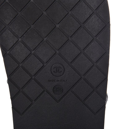 Chanel Satin Chain Flat Sandals 38.5 Black 7 of 7