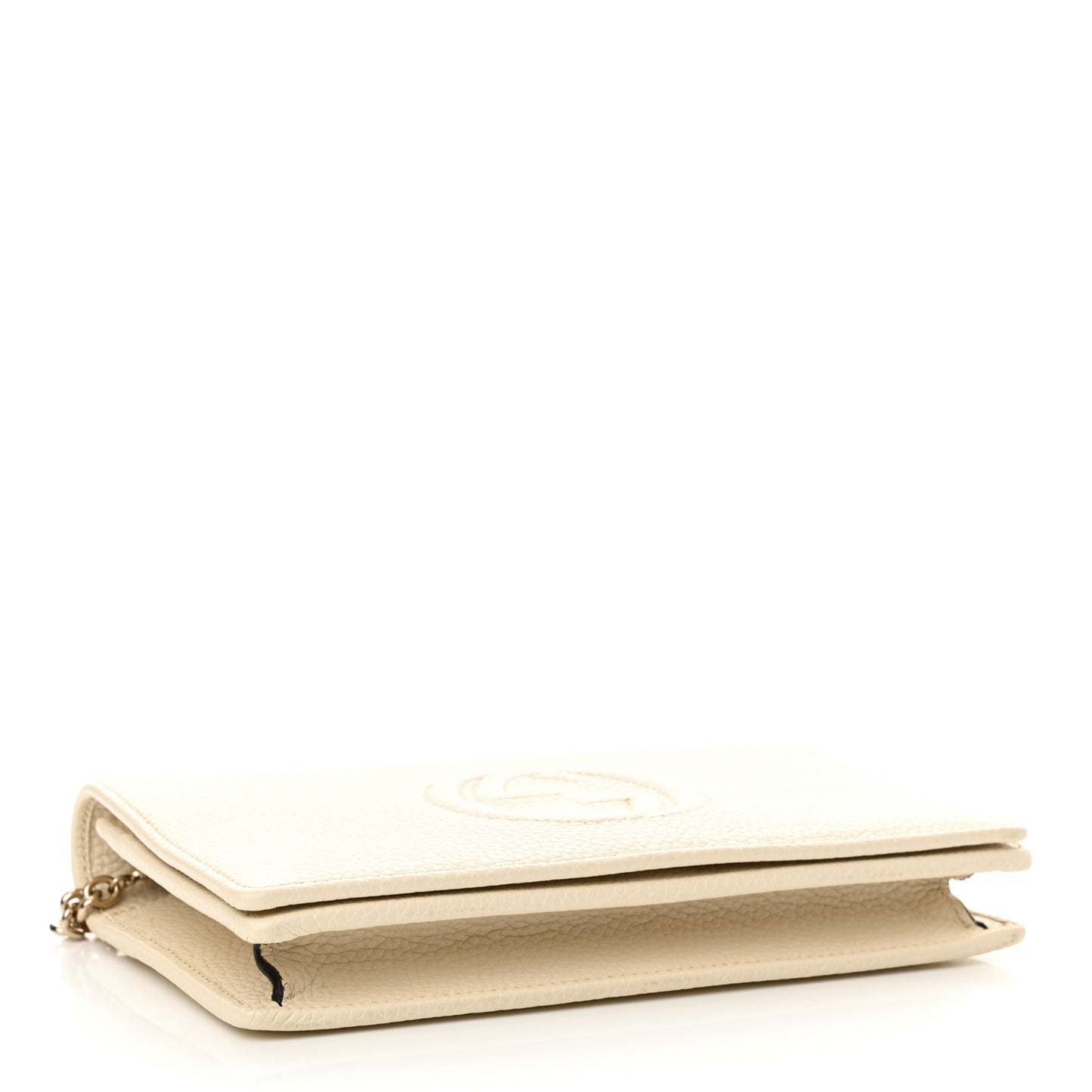 Pebbled Calfskin Soho Wallet on Chain Ivoire