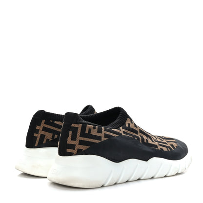 Fendi Jersey FF Mens Low Top Sock Sneakers 10 Black Tobacco 4 of 8
