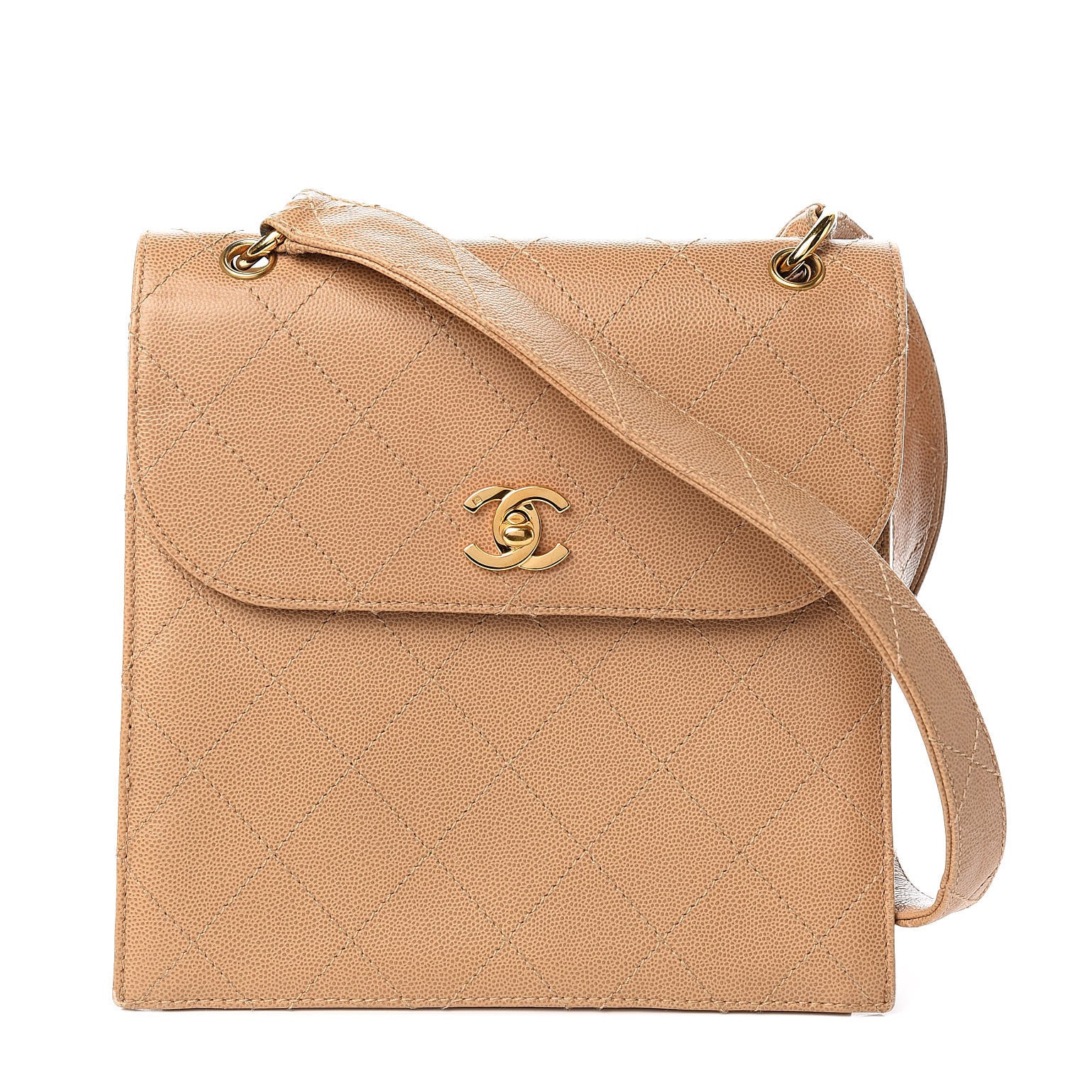 Chanel Caviar Stitched Flap Shoulder Bag Beige 1 of 13