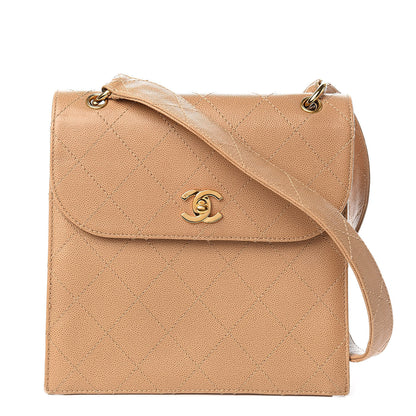 Chanel Caviar Stitched Flap Shoulder Bag Beige 1 of 13
