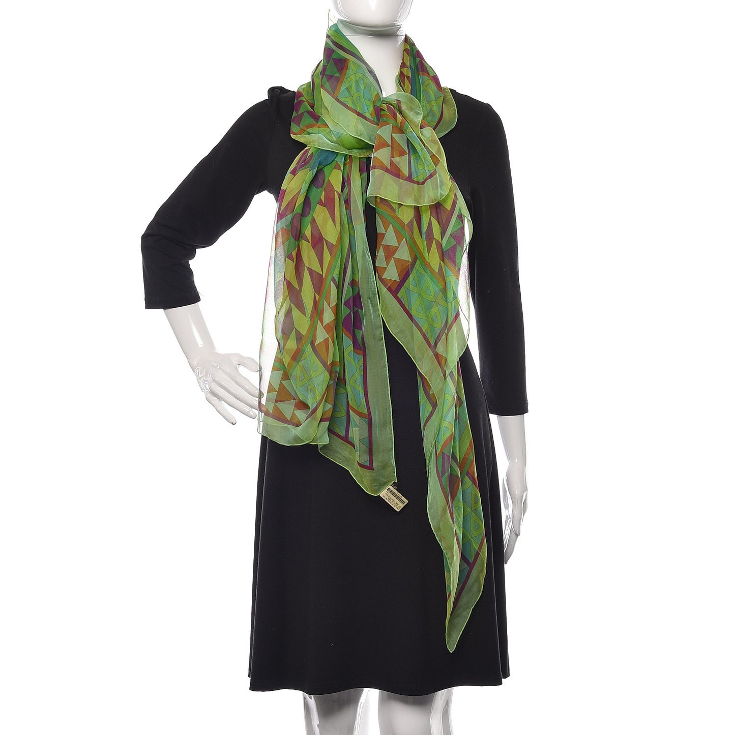 Silk Mousseline Chevaux De Karak Shawl 140 Vert Jaune Turquoise Petrole