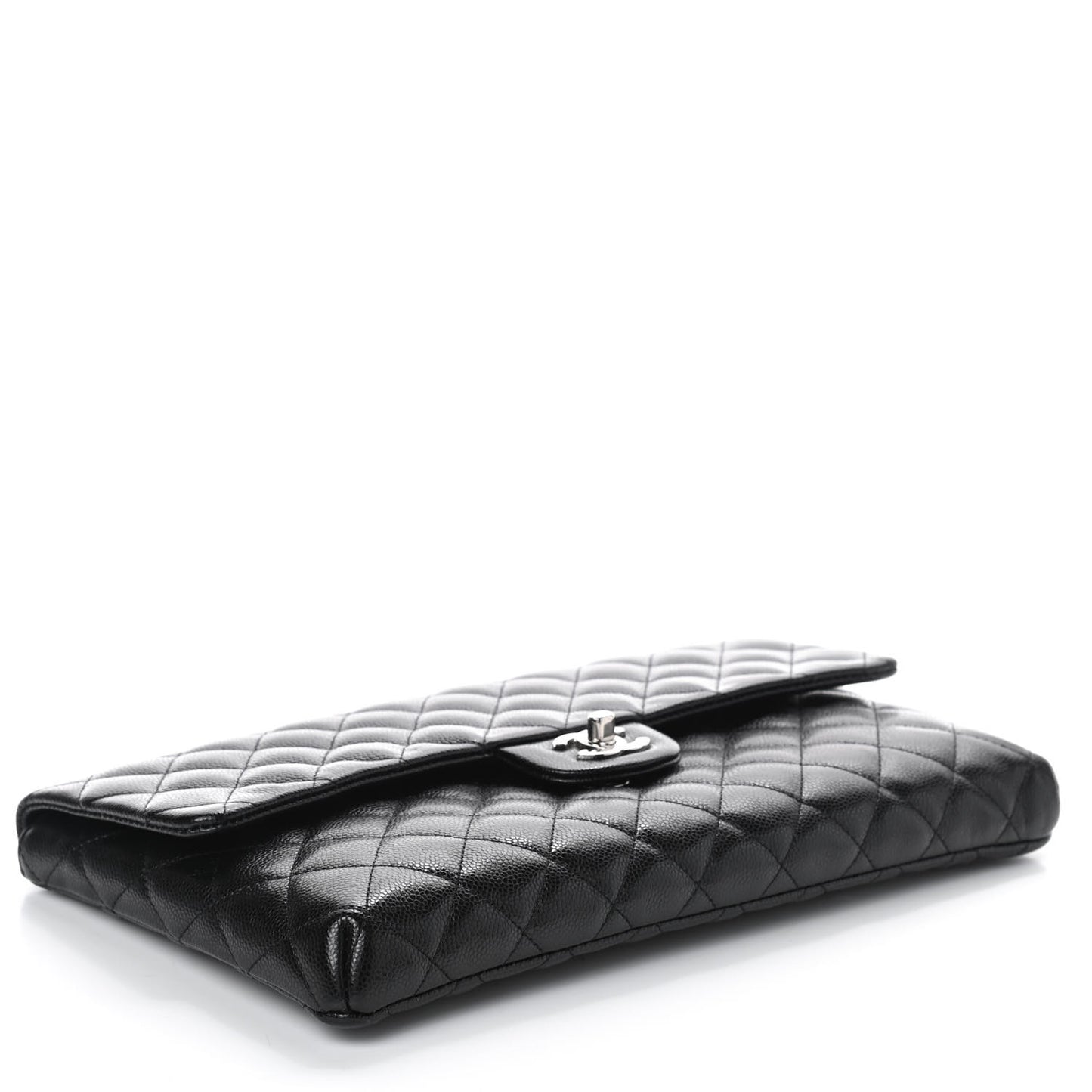 Caviar Quilted Flap Clutch Black