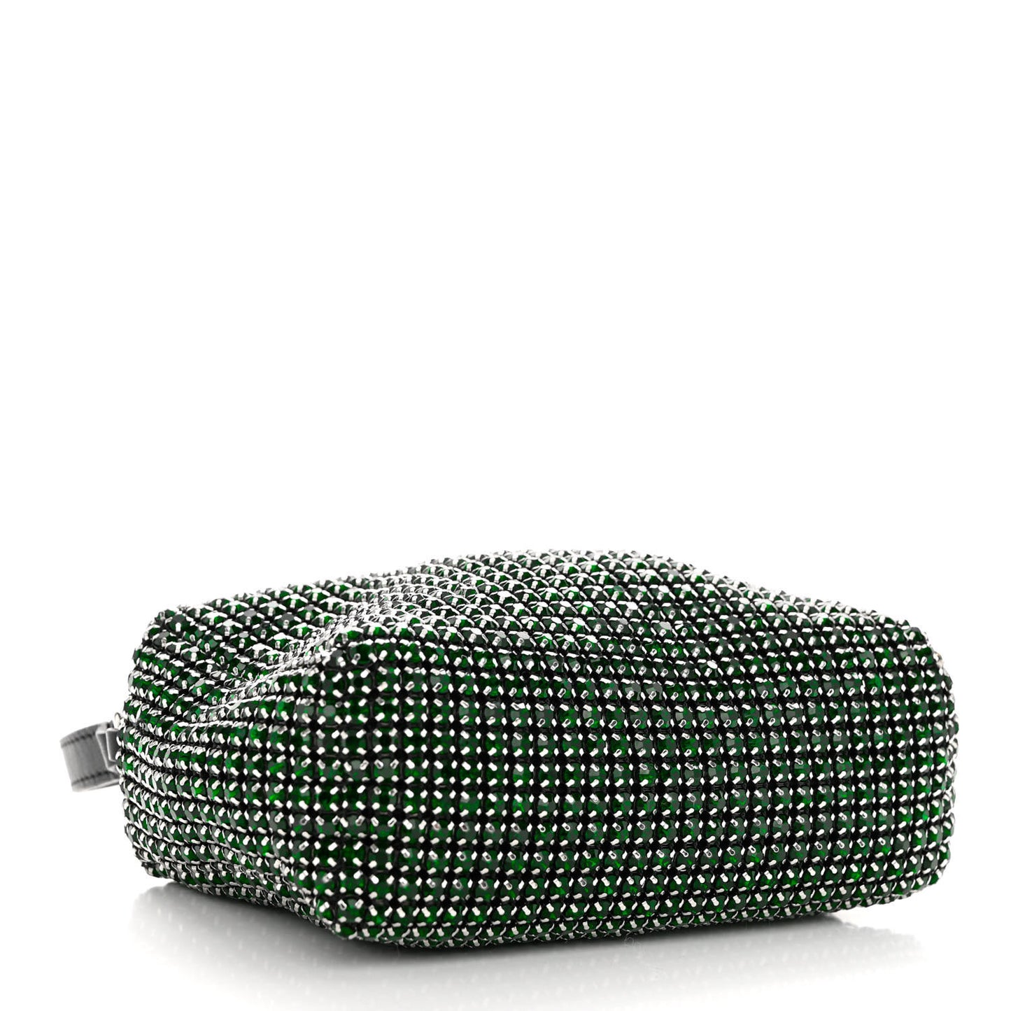 Mesh Crystal Rhinestone Mini Heiress Pouch Emerald Green