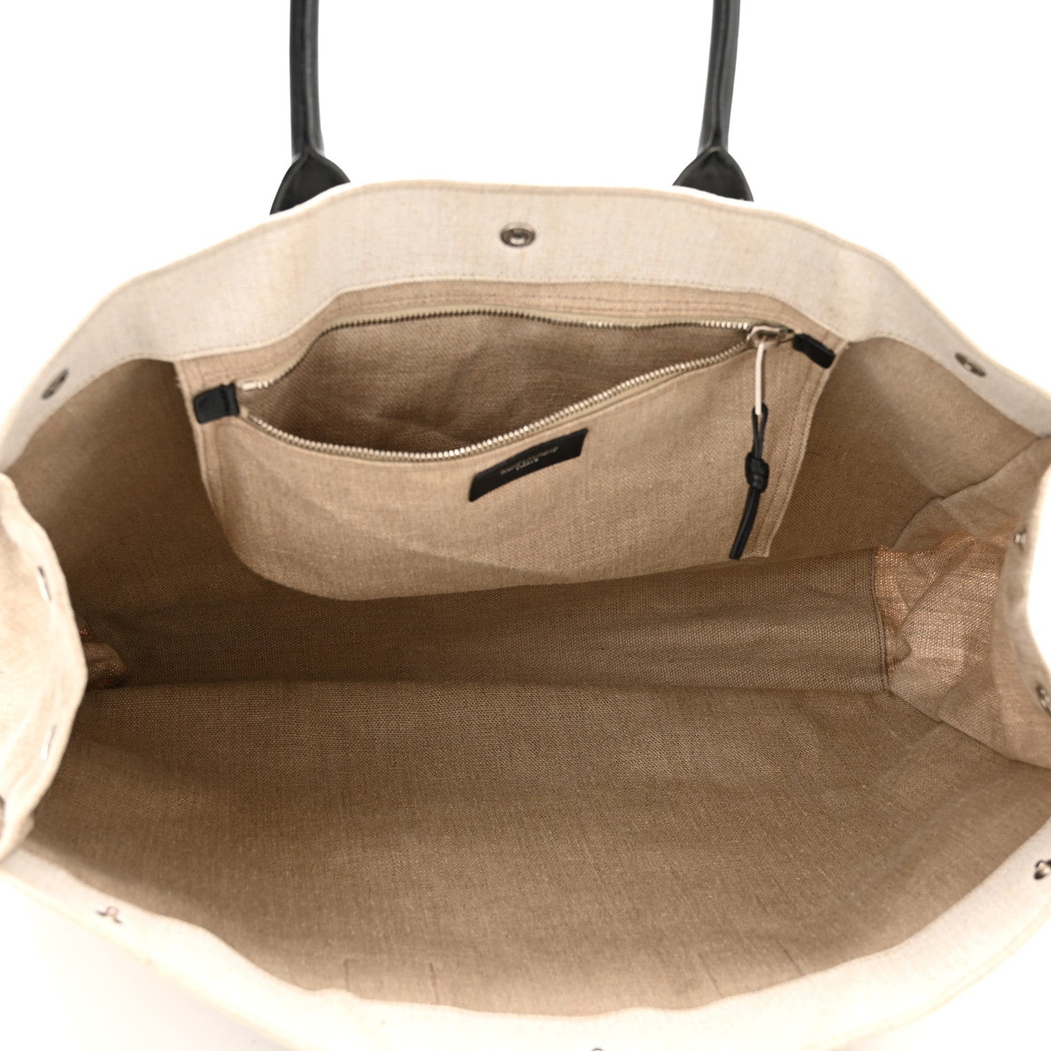 Saint Laurent Linen Calfskin Rive Gauche Tote Optic White 6 of 11