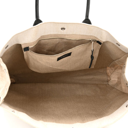 Saint Laurent Linen Calfskin Rive Gauche Tote Optic White 6 of 11