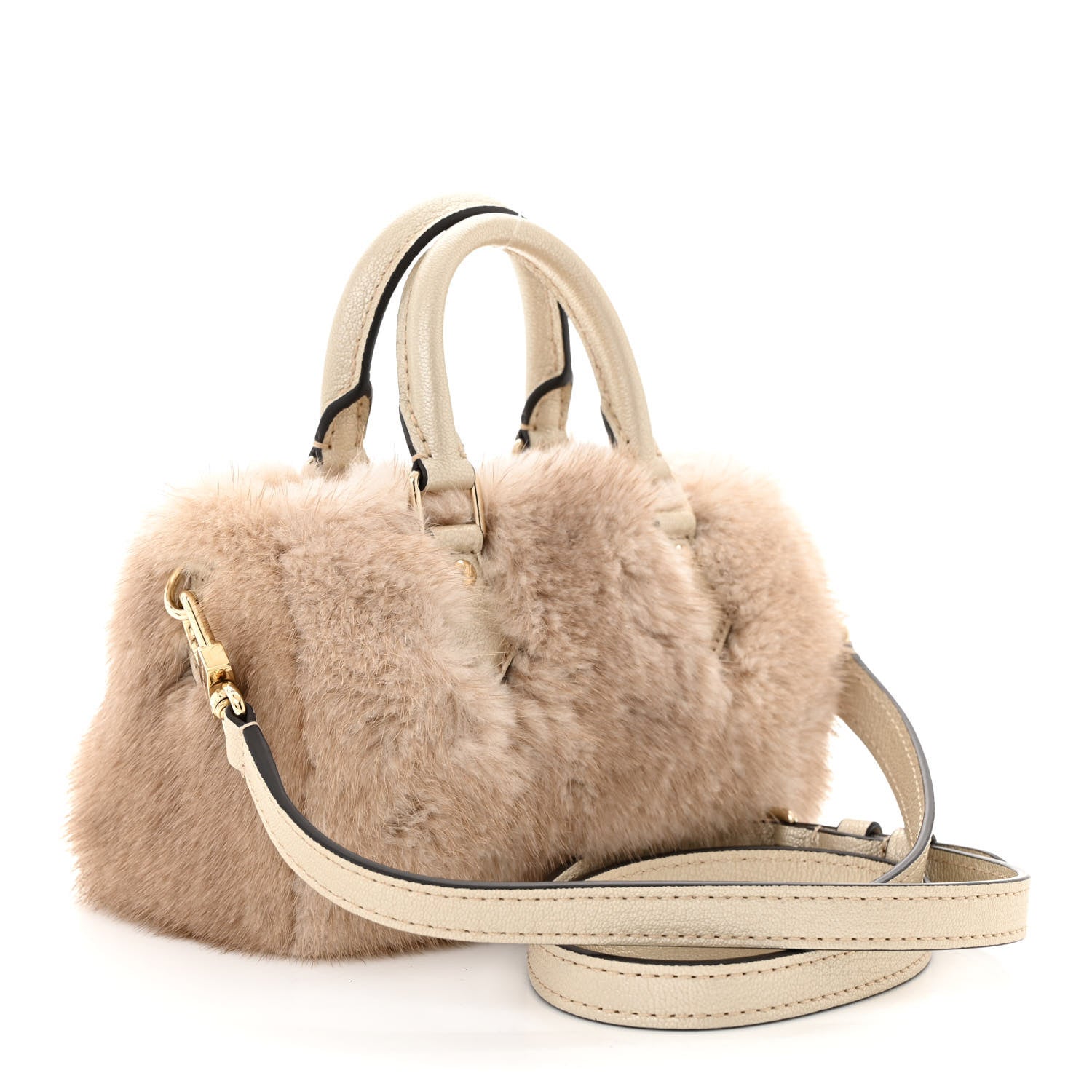 Louis Vuitton Mink Nano Speedy Bandouliere Gold 3 of 9