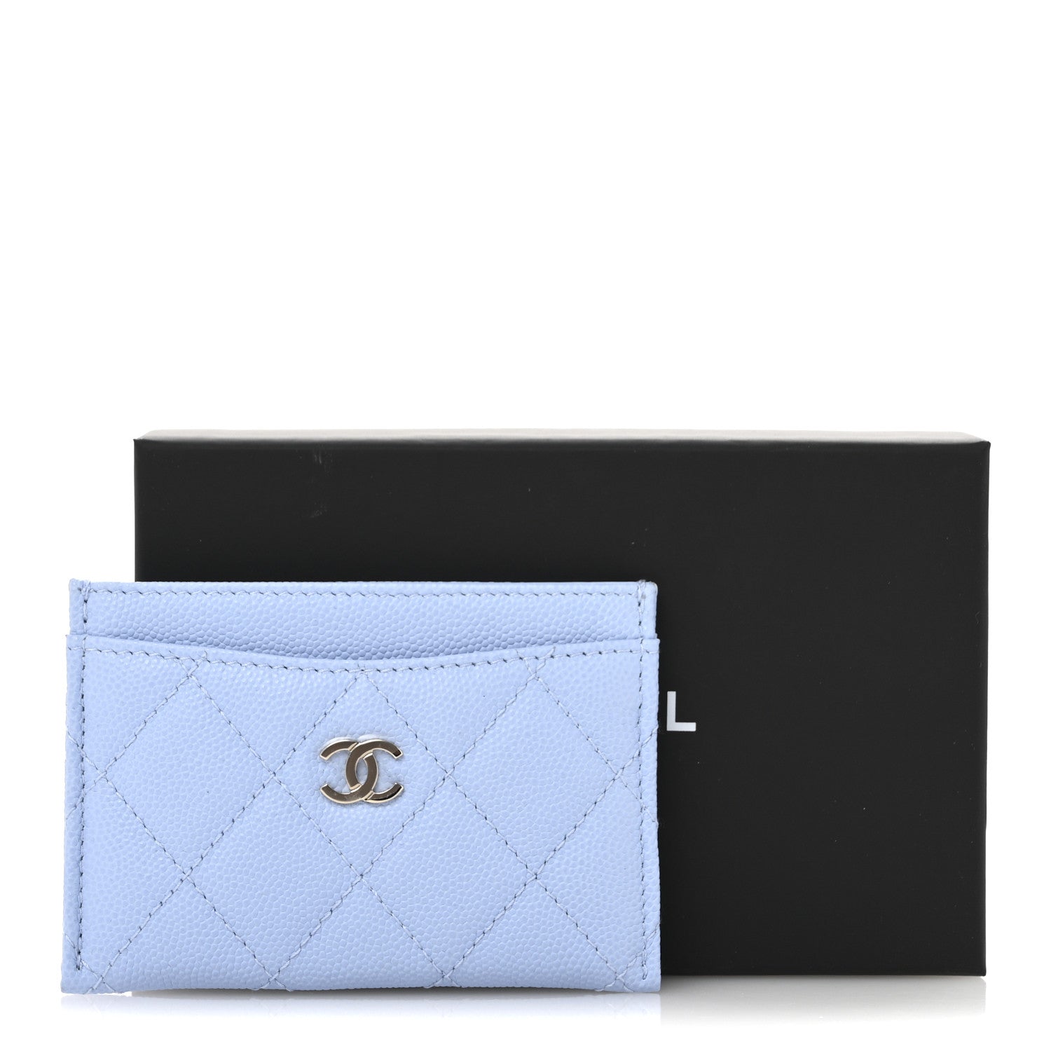 Chanel Caviar Quilted Card Holder Light Blue 9 of 9