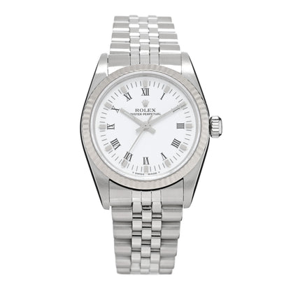 Rolex Stainless Steel 18K White Gold 31mm Oyster Perpetual Watch White Roman 77014 1 of 5