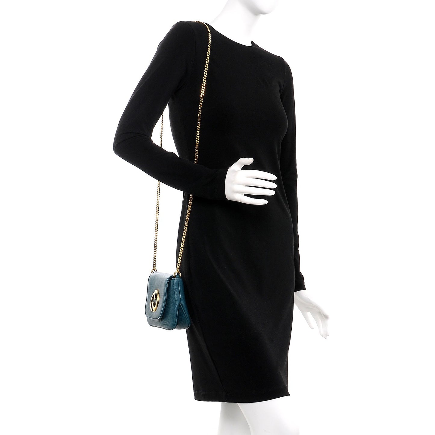 Dollar Calfskin Small 1973 Chain Shoulder Bag Deep Cobalt