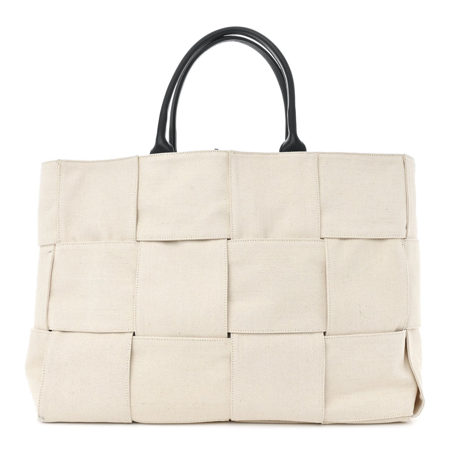 Canvas Intrecciato Large Arco Tote Beige Black