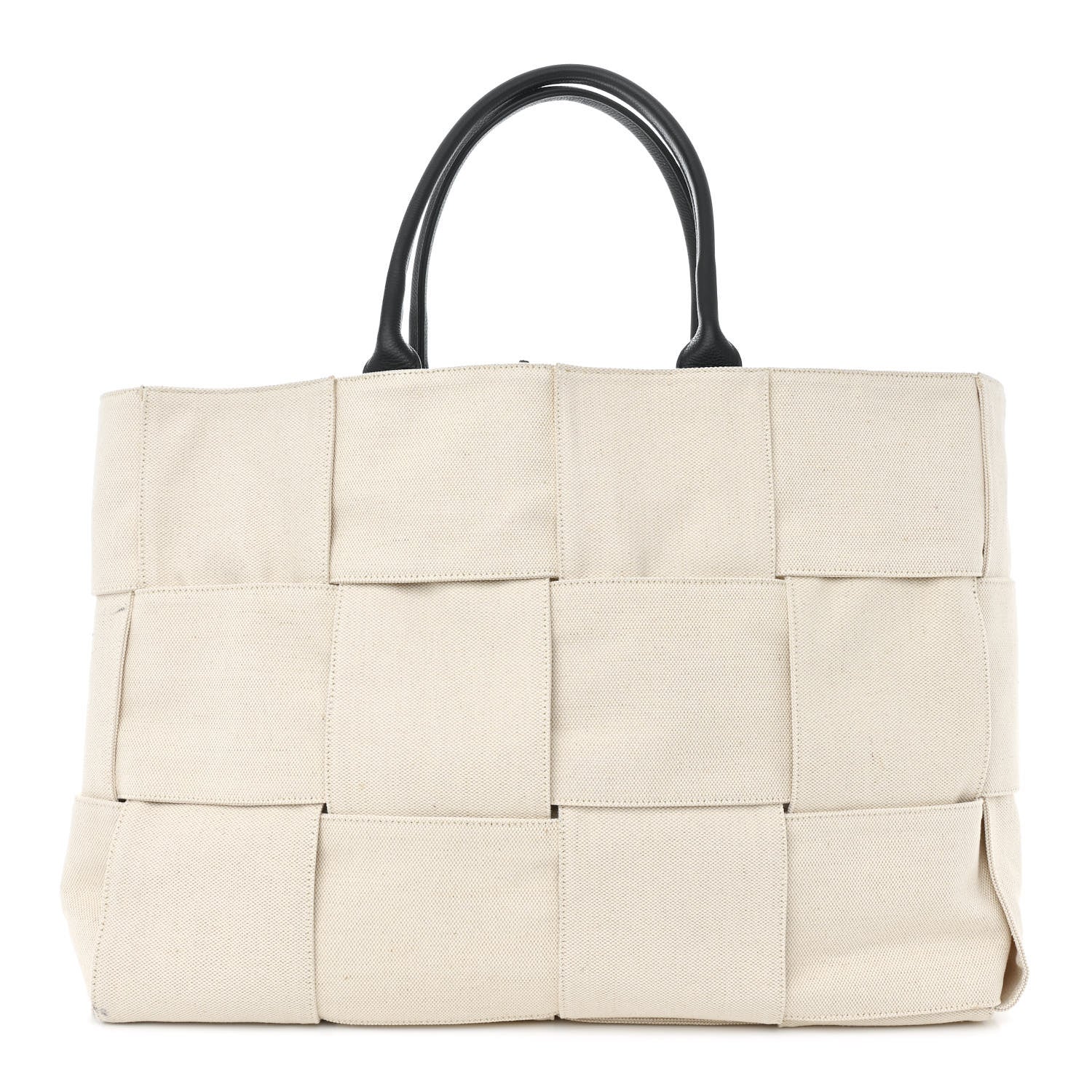 Bottega Veneta Canvas Intrecciato Large Arco Tote Beige Black 1 of 12