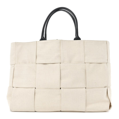 Bottega Veneta Canvas Intrecciato Large Arco Tote Beige Black 1 of 12