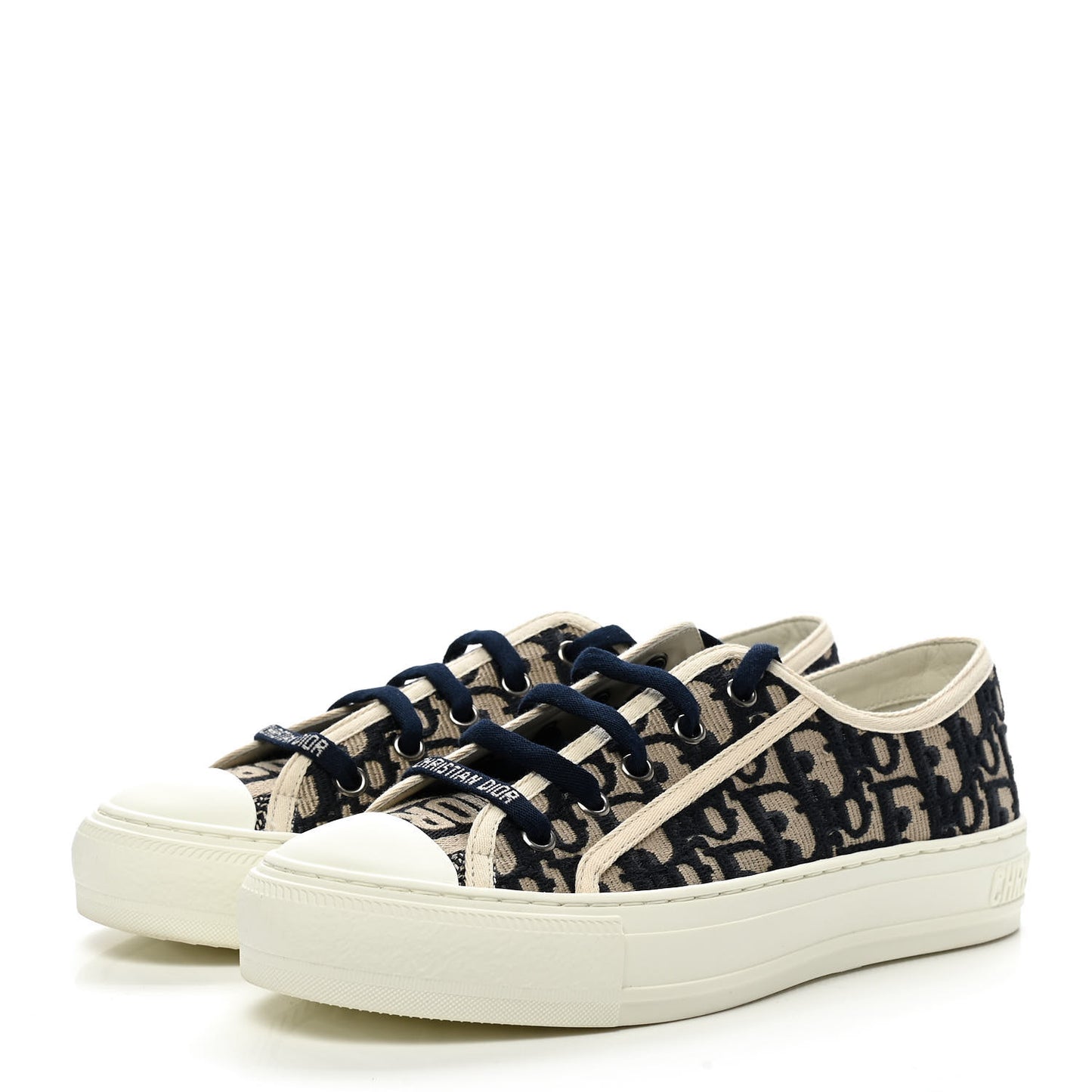 Canvas Oblique Walk'N'Dior Low Top Sneakers 37 Deep Blue