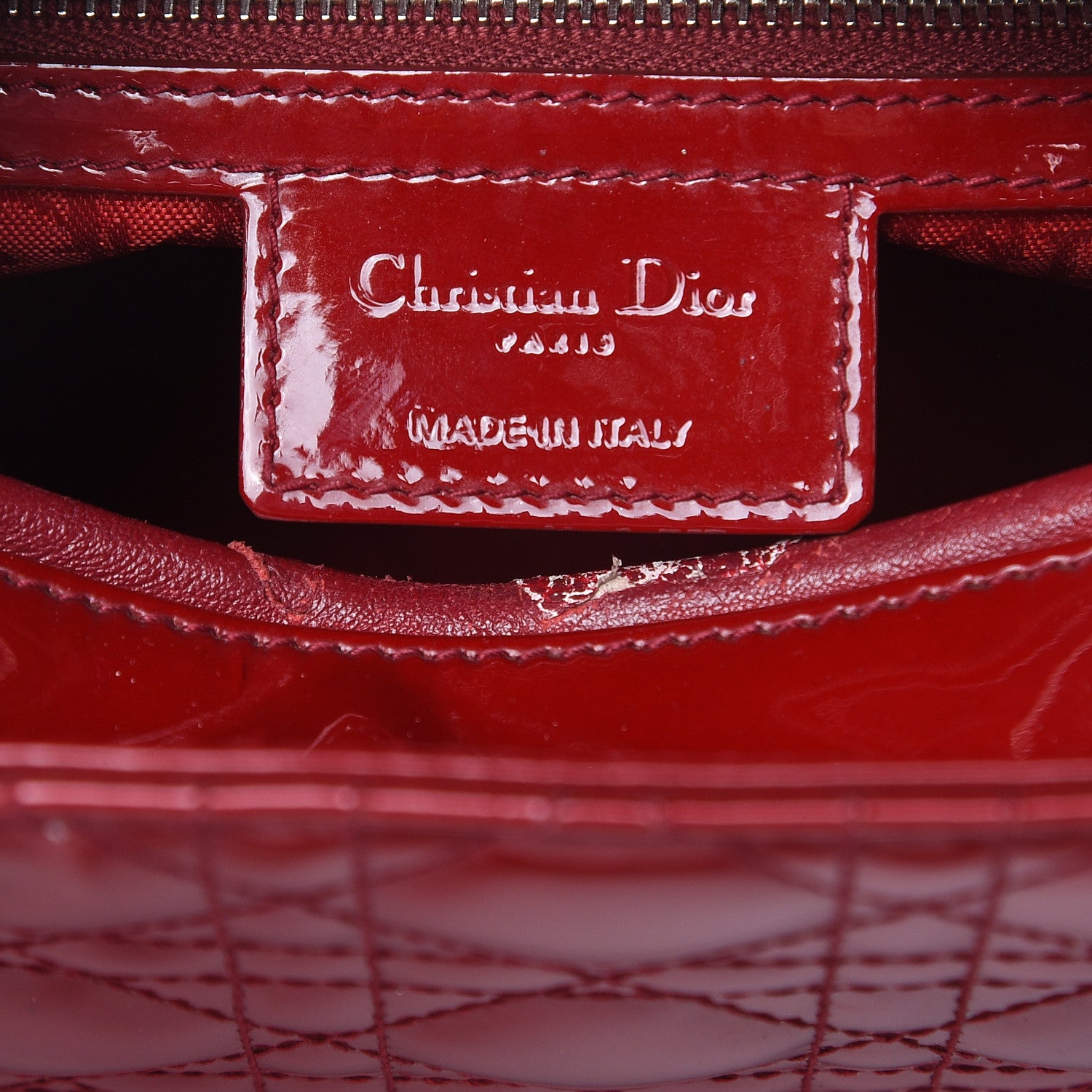 Christian Dior Patent Cannage Medium Lady Dior Red 6 of 12