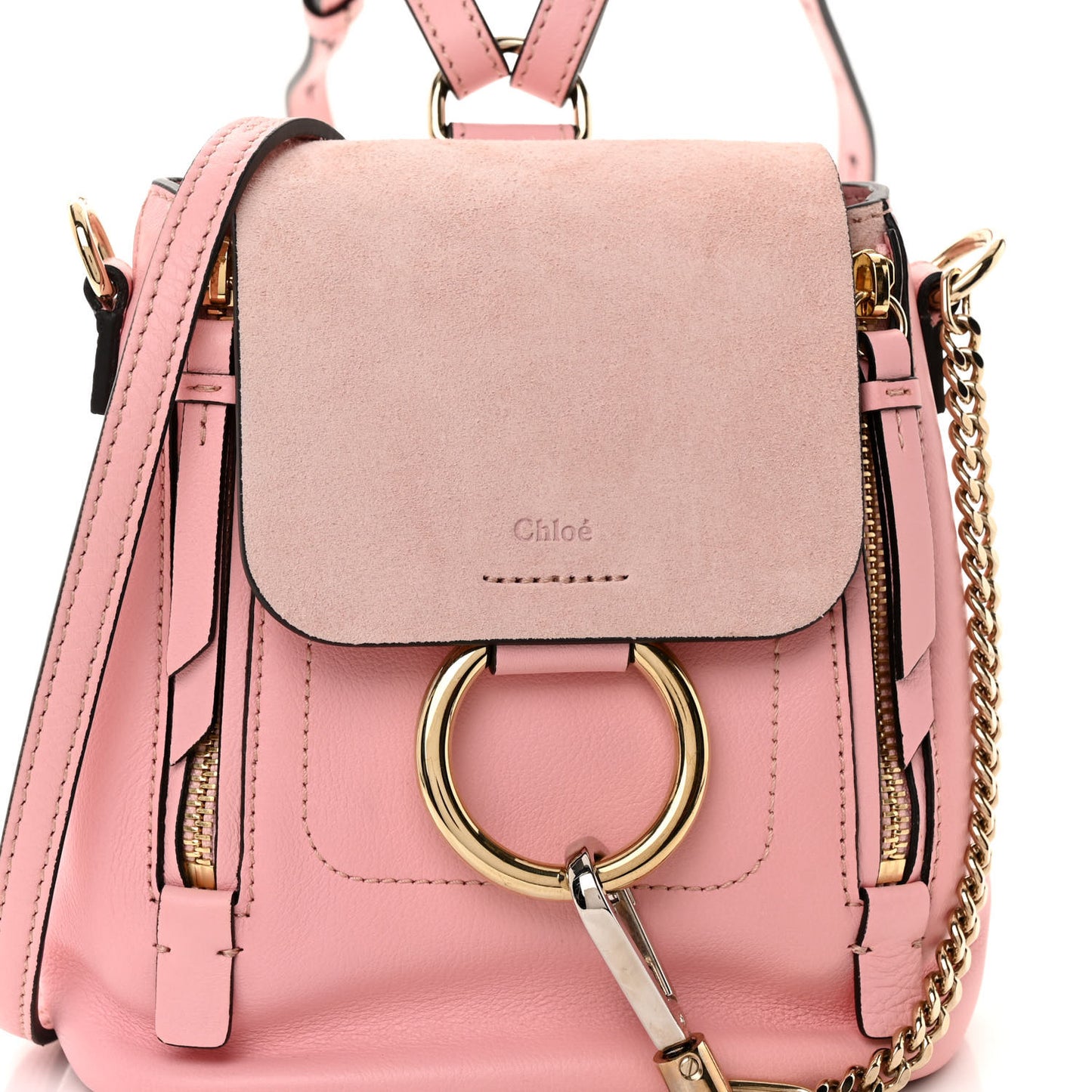 Chloe Suede Calfskin Mini Faye Backpack Washed Pink 1459327
