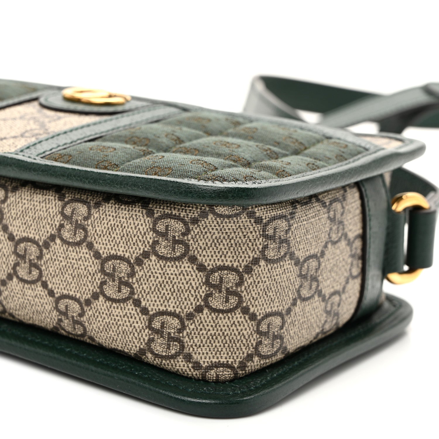 Gucci Monogram GG Mignon Textured Dollar Calfskin GG Supreme Monogram Quilted Mini GG Shoulder Bag Green Beige Ebony 9 of 9