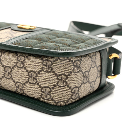 Gucci Monogram GG Mignon Textured Dollar Calfskin GG Supreme Monogram Quilted Mini GG Shoulder Bag Green Beige Ebony 9 of 9