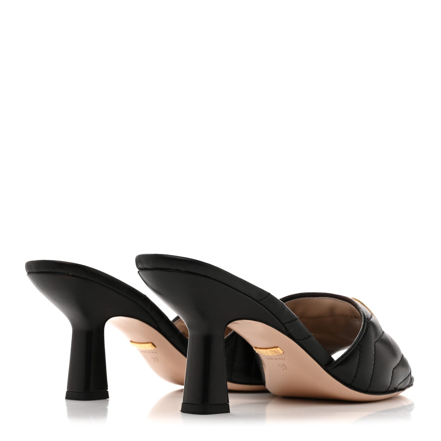 Nappa Matelasse GG Marmont 75mm Slide Sandals 37 Black
