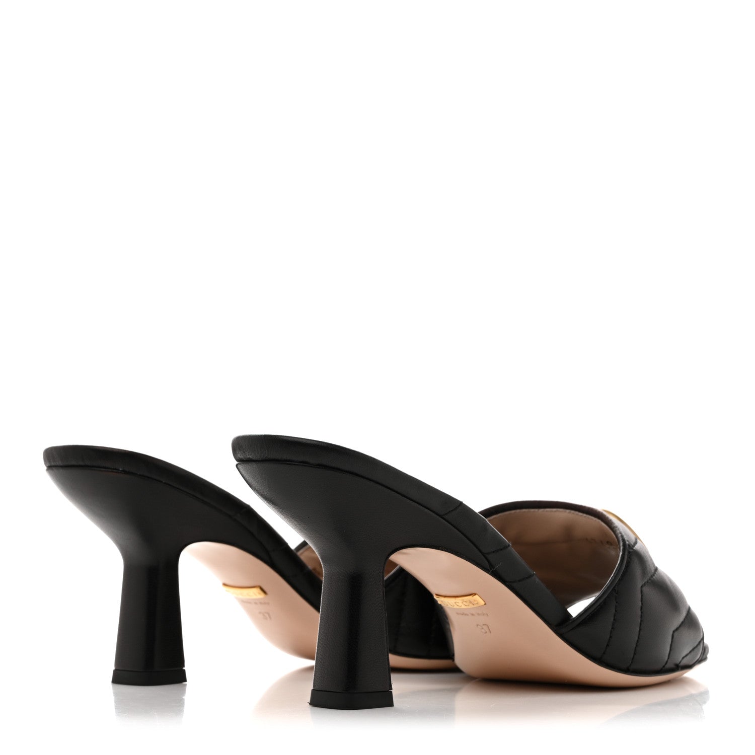 Gucci Nappa Matelasse GG Marmont 75mm Slide Sandals 37 Black 5 of 10