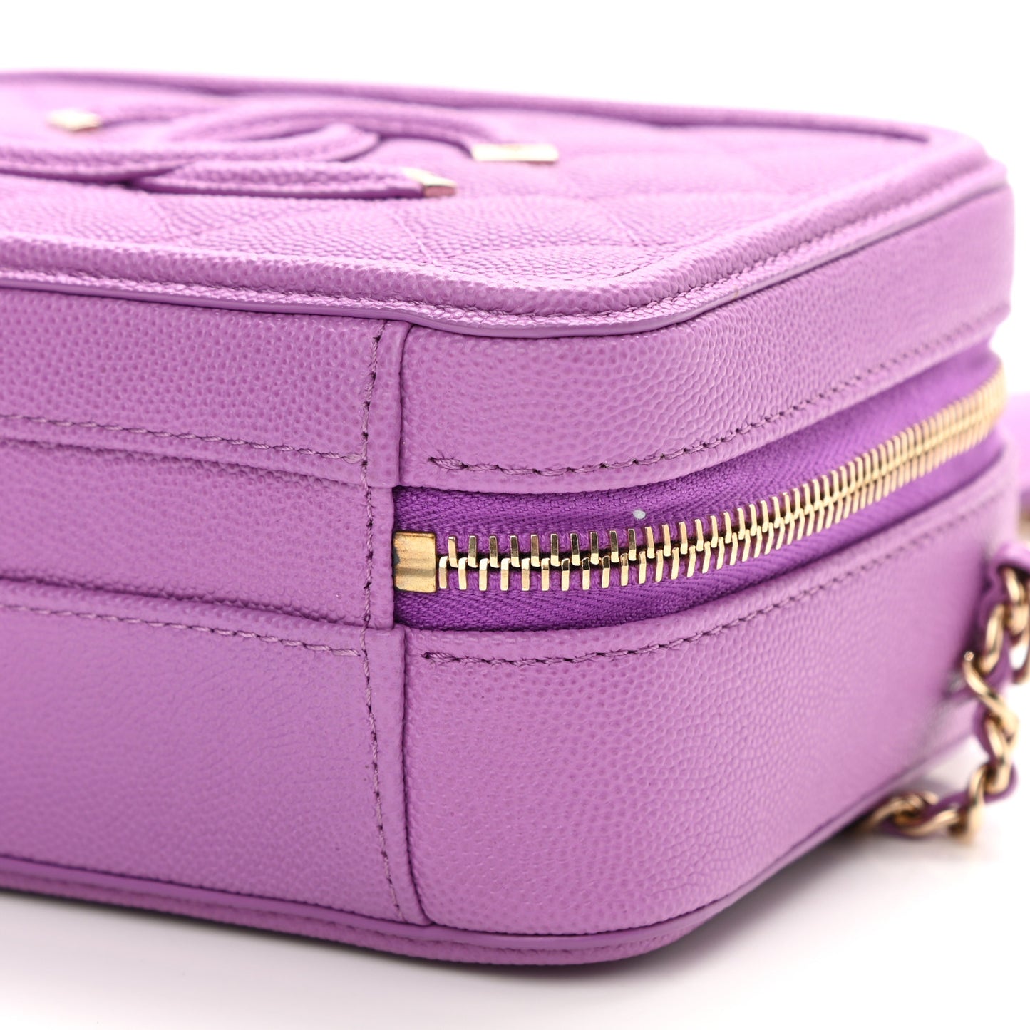 Caviar Quilted Small CC Filigree Vanity Case Purple