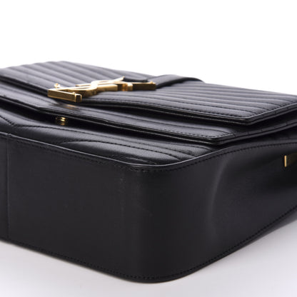 Saint Laurent Lambskin Matelasse Chevron Monogram Medium Sulpice Bag Black 7 of 12