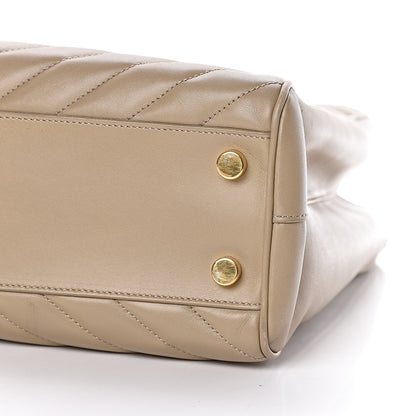 Saint Laurent Lambskin Matelasse Chevron Monogram Shopping Bag Dark Beige 9 of 10