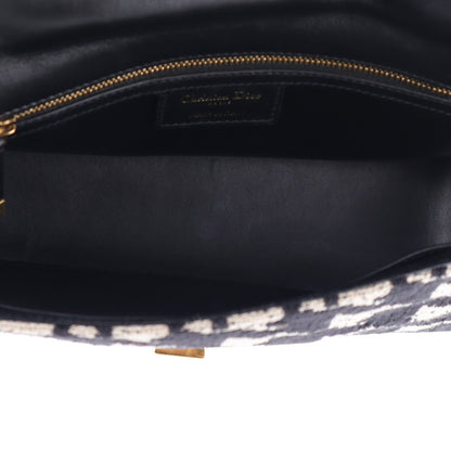 Christian Dior Technical Canvas Macro Houndstooth Medium Caro Bag Black White 5 of 9