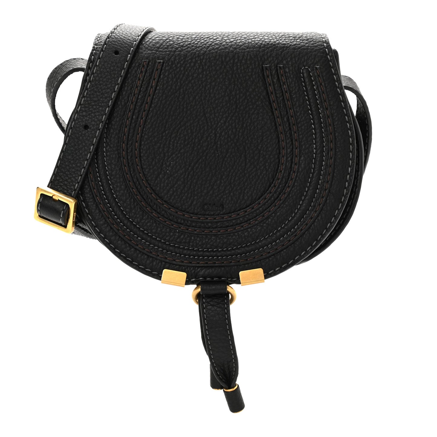Calfskin Mini Marcie Round Crossbody Bag Black