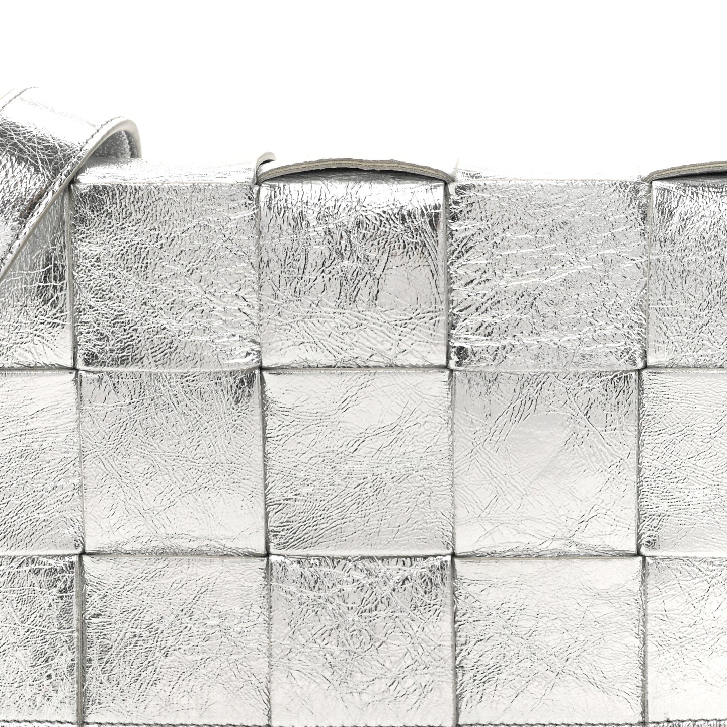 Metallic Lambskin Maxi Intrecciato Cassette Crossbody Bag Silver