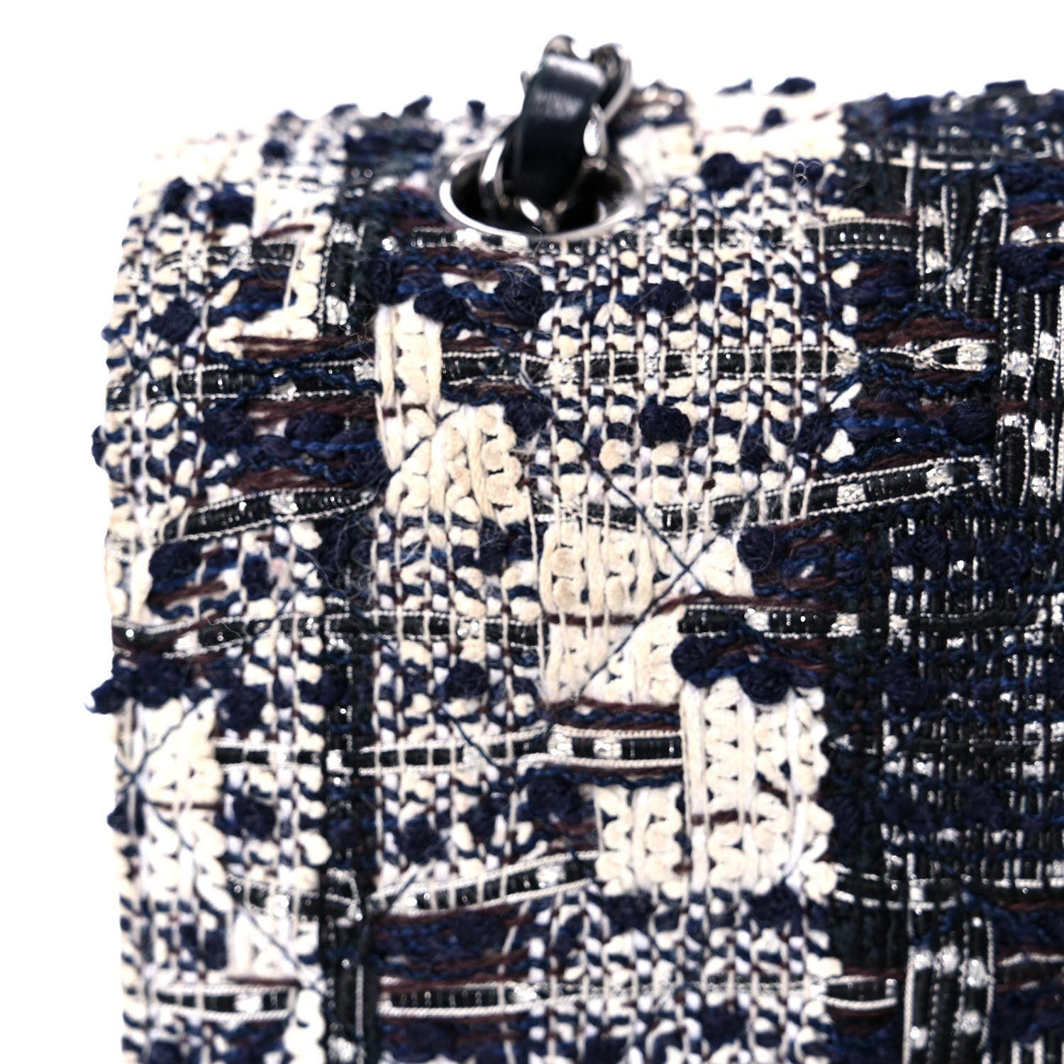 Chanel Tweed Quilted Flap Navy White 17 of 27