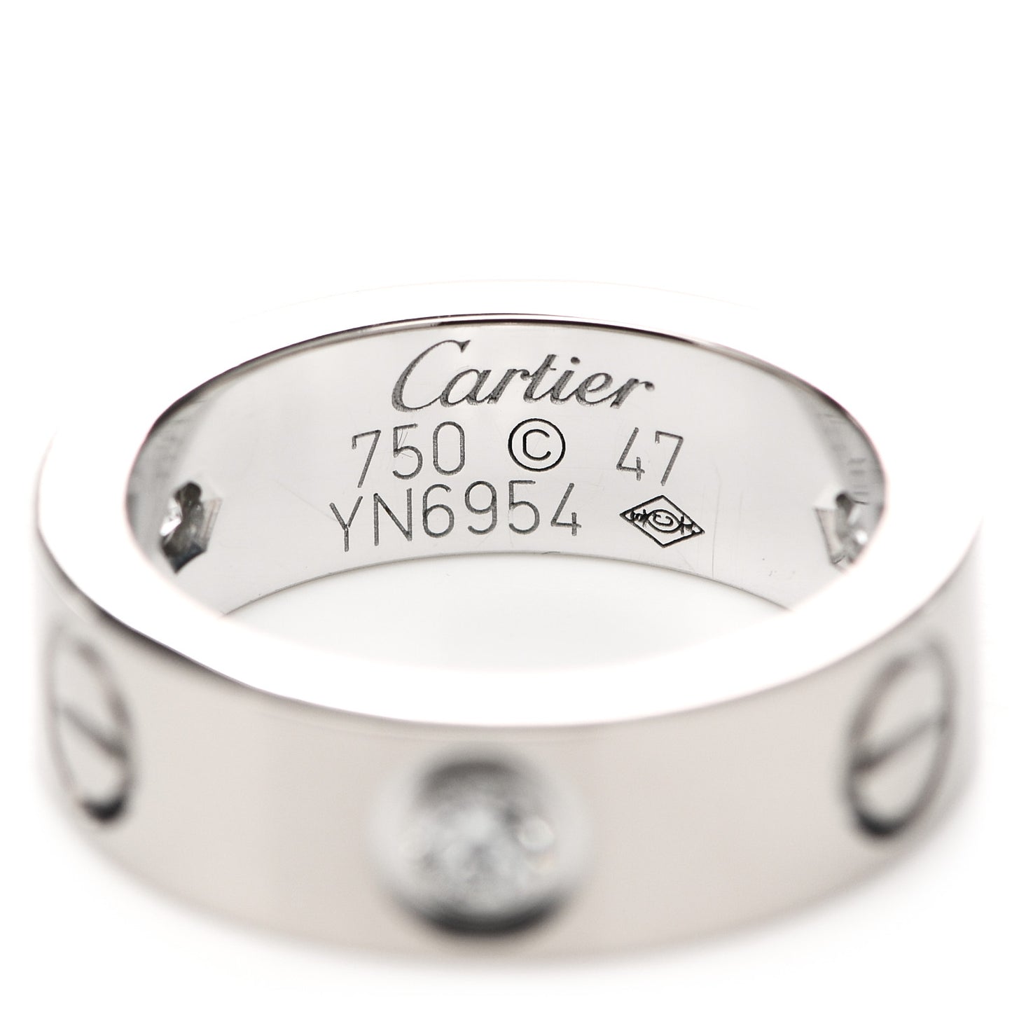 18K White Gold 3 Diamond 5.5mm LOVE Ring 47 4
