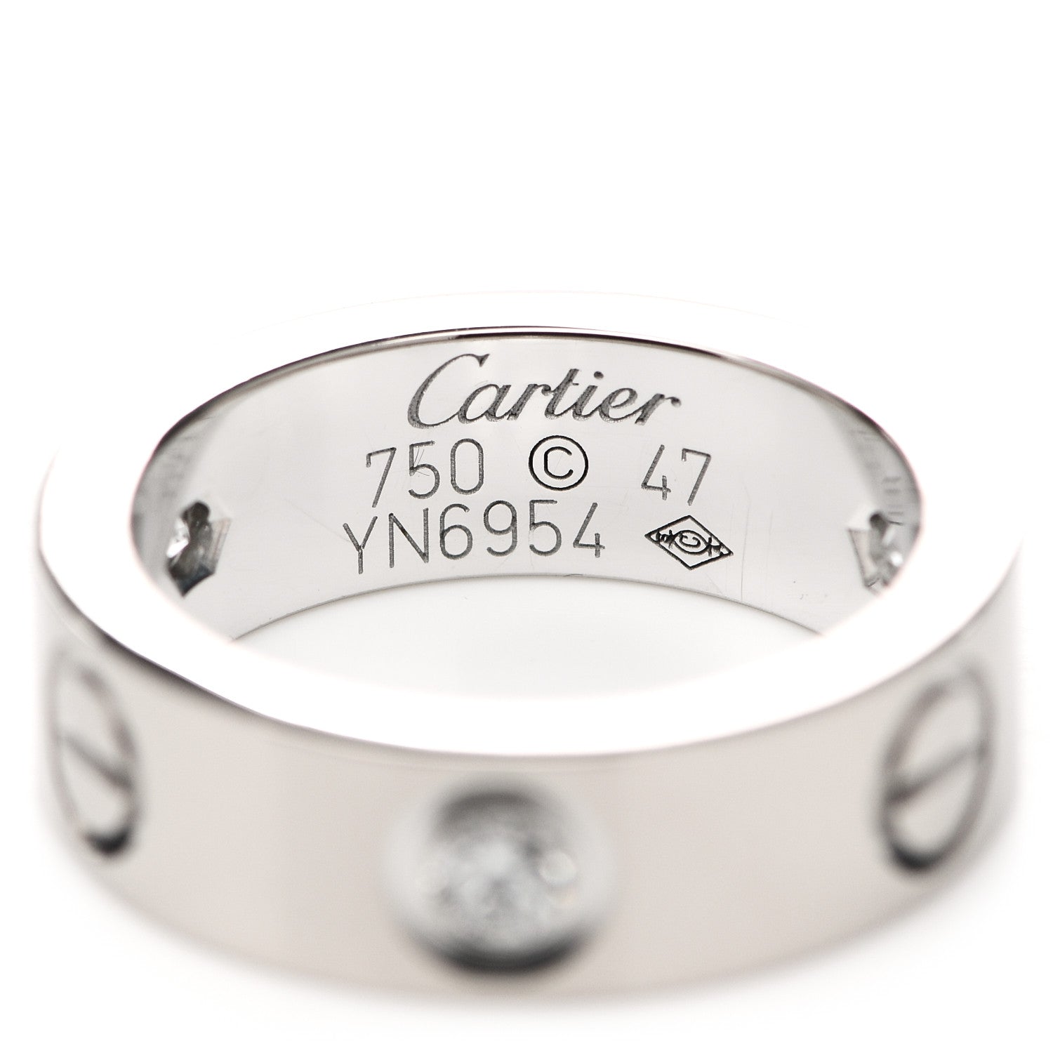Cartier 18K White Gold 3 Diamond 5.5mm LOVE Ring 47 4 4 of 5