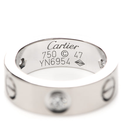 Cartier 18K White Gold 3 Diamond 5.5mm LOVE Ring 47 4 4 of 5