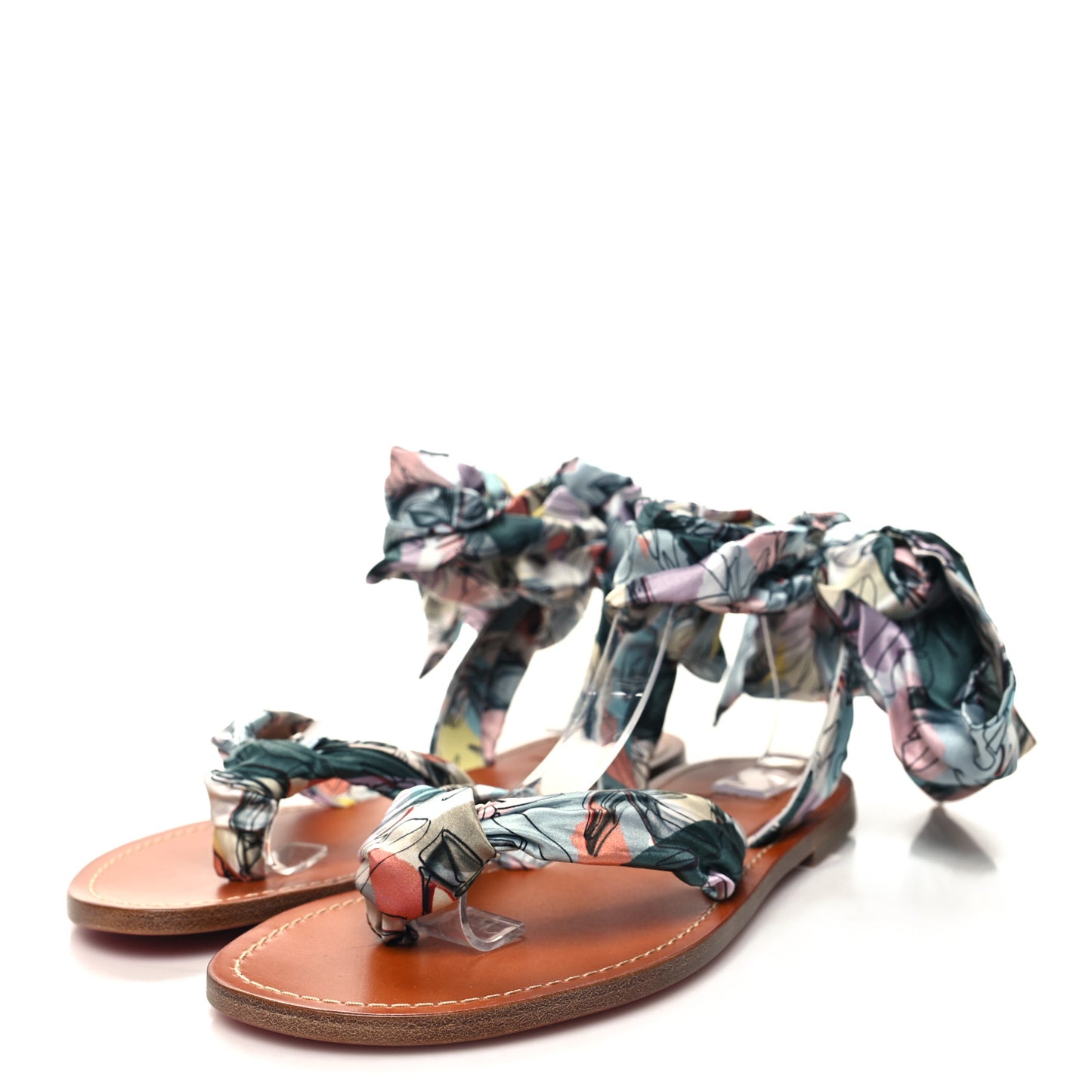 Crepe Satin Niloo Du Desert Flat Sandals 40 Multi Lin