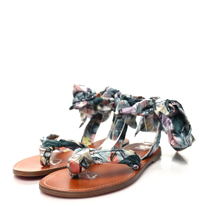 Christian Louboutin Crepe Satin Niloo Du Desert Flat Sandals 40 Multi Lin 3 of 8