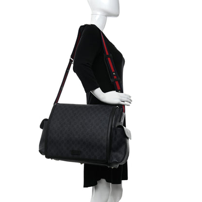 Gucci GG Supreme Monogram Web Messenger Diaper Bag Black Grey 2 of 9