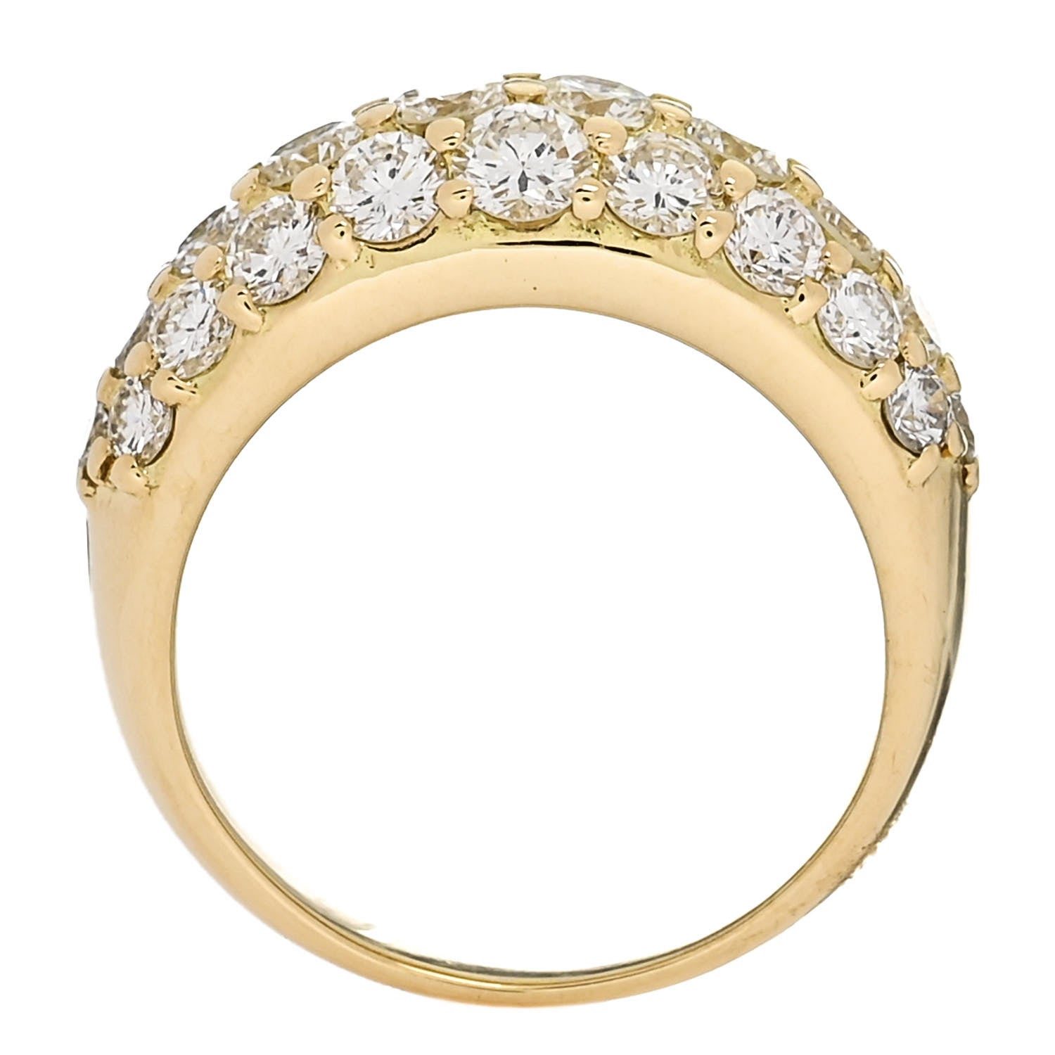 Parker & West by FASHIONPHILE 18K Yellow Gold Diamond 2.22ctw Three Row Dome Band Ring  50 5.5 5 of 10